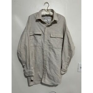 Frank Eileen Macloghlin Oversized Shirt Jacket Beige Cotton Woven in Italy XS‎ S